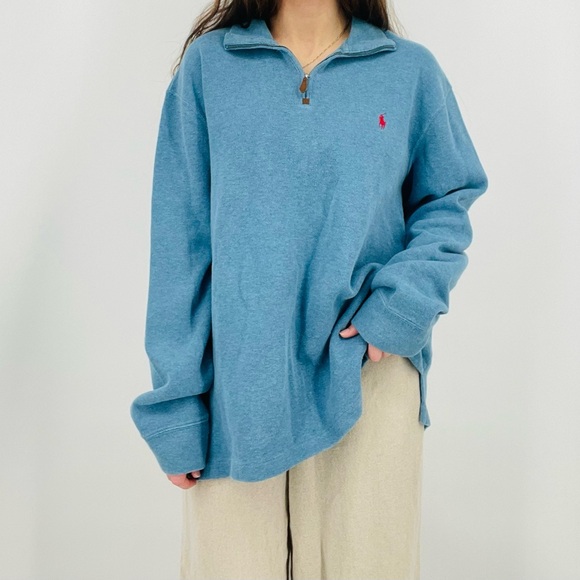 Ralph Lauren Other - SOLD ralph lauren sky blue quarter zip pullover sweatshirt 100% cotton size XL